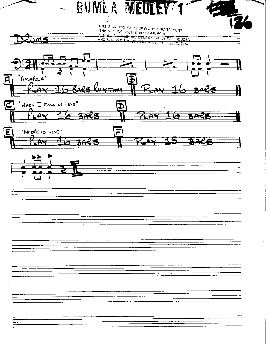 Rhumba Medley #1-Drums — sheet music cover (first page)
