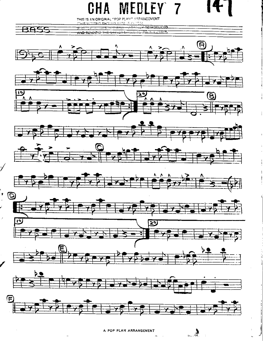 Cha Cha Medley #7-Bass — 小型乐队 sheet music by Cha Cha Medley #7 | Cha-Cha