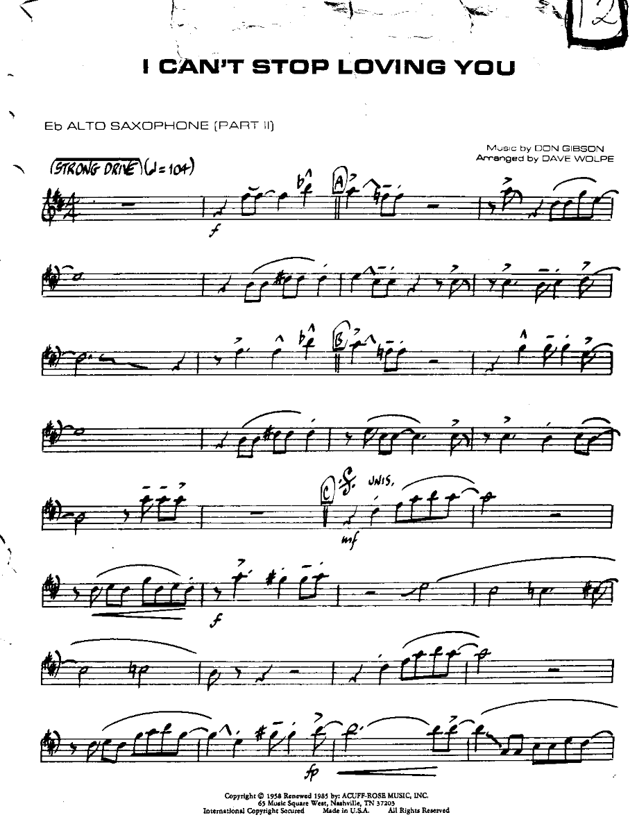 I can't stop Loving you-Alto — Small Ensemble sheet music arranged by Mr. X | R&B