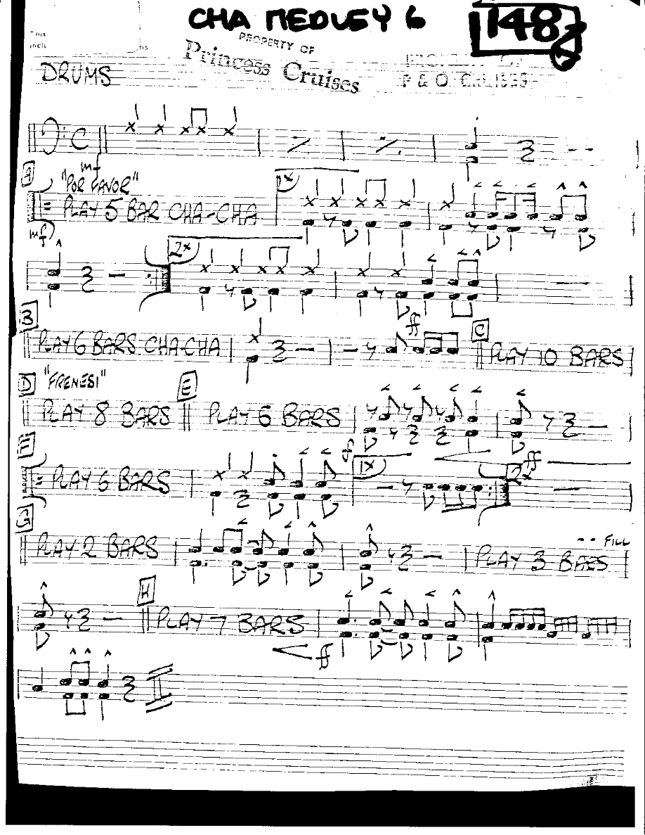 Cha Cha Medley #6-Drums — sheet music preview