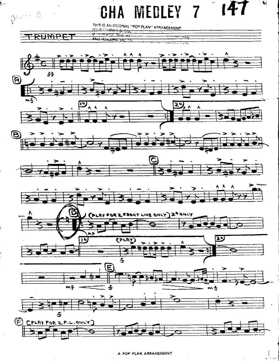 Cha Cha Medley #7-Trumpet — Small Ensemble sheet music arranged by Cha Cha Medley #7 | Cha-Cha