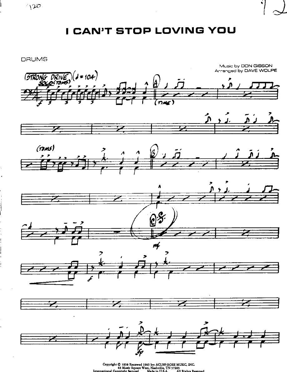 I can't stop Loving you-Drums — Small Ensemble sheet music arranged by Mr. X | R&B