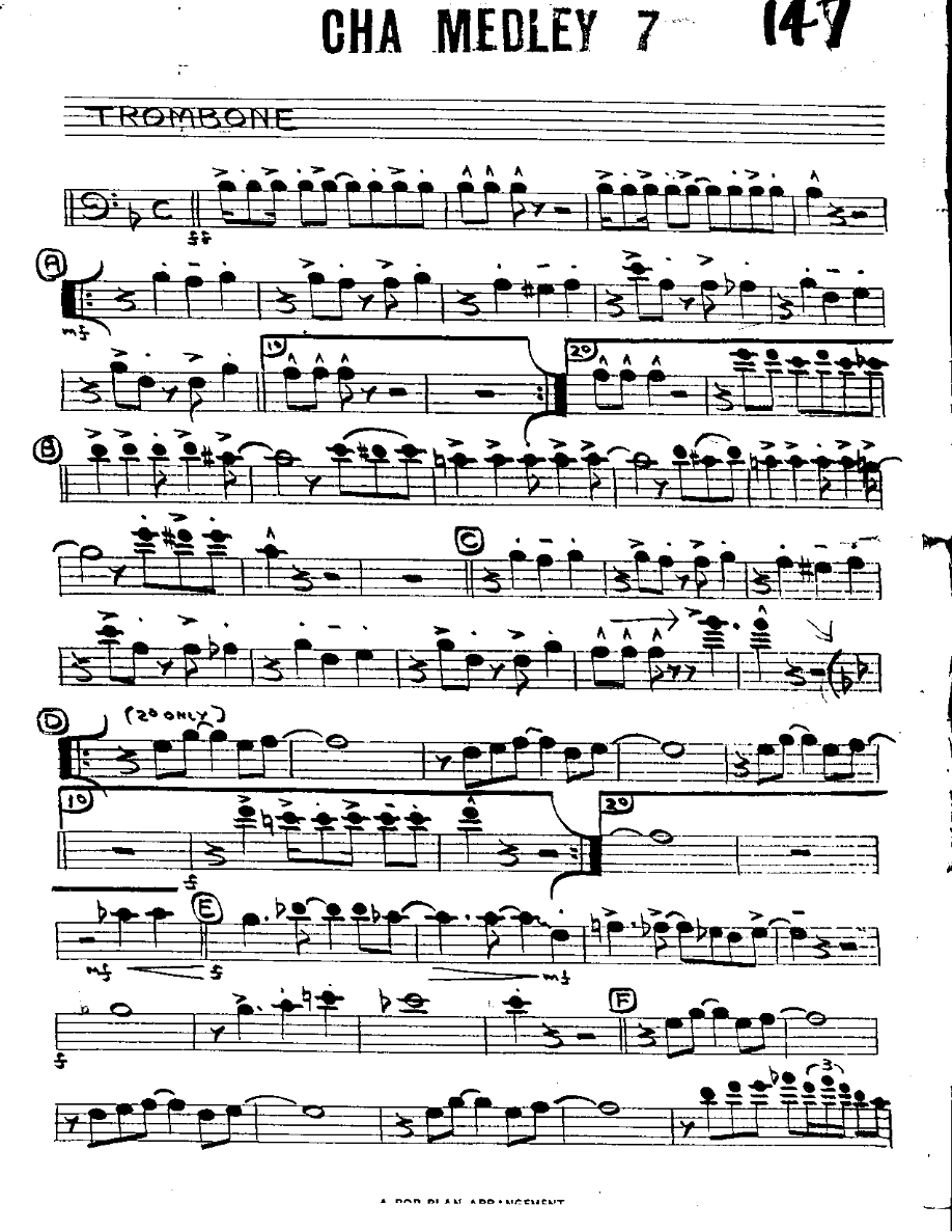 Cha Cha Medley #7-Trombone — Small Ensemble sheet music arranged by Cha Cha Medley #7 | Cha-Cha