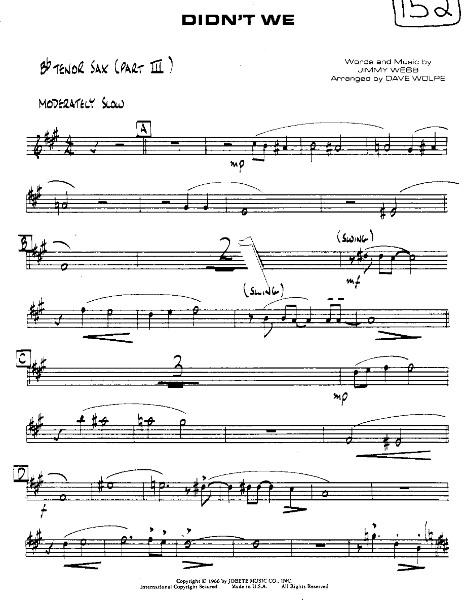 Didn't We-Trumpet — Small Ensemble sheet music arranged by Didn't We | Jazz Standard