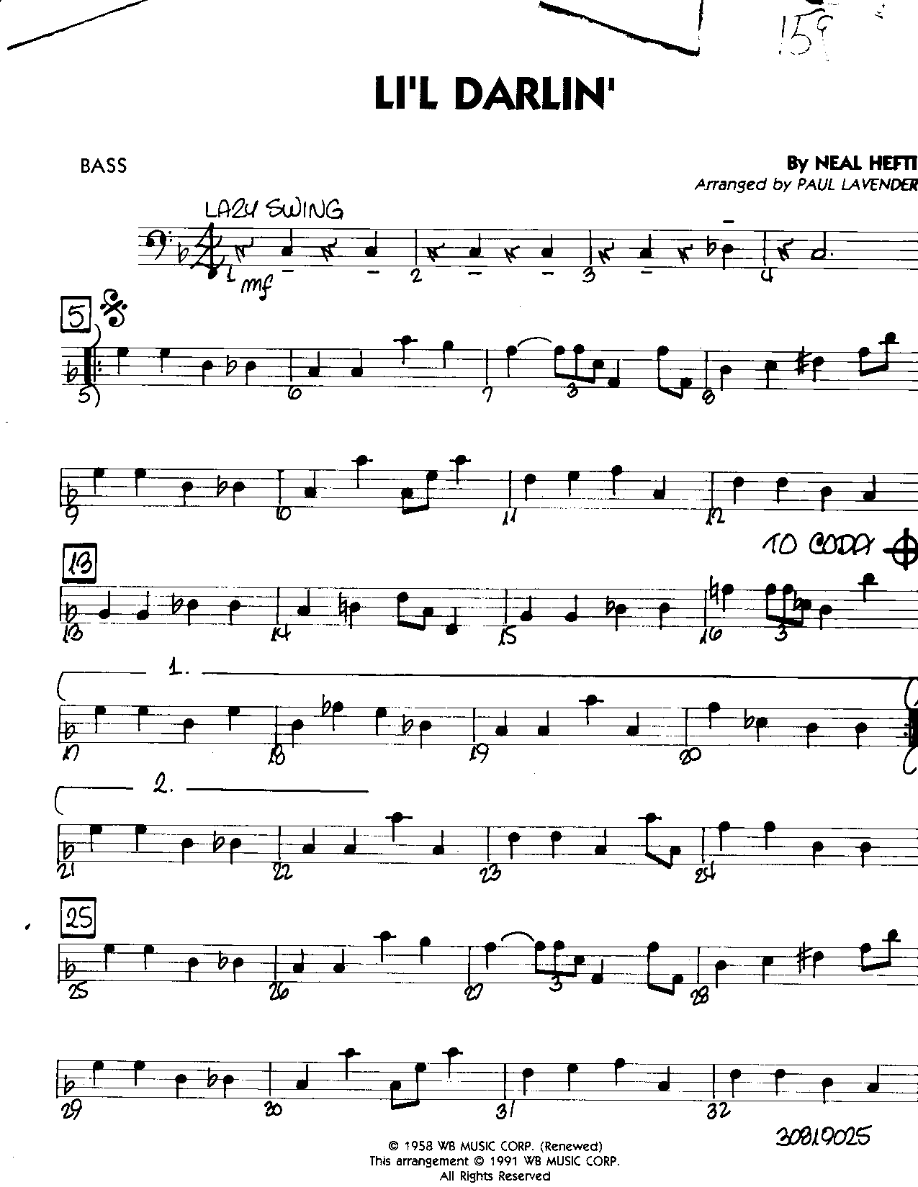 Li'l Darlin'-Bass — sheet music preview