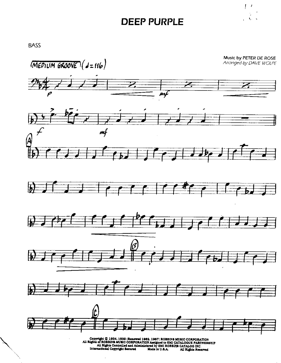 Deep Purple-Bass — sheet music preview