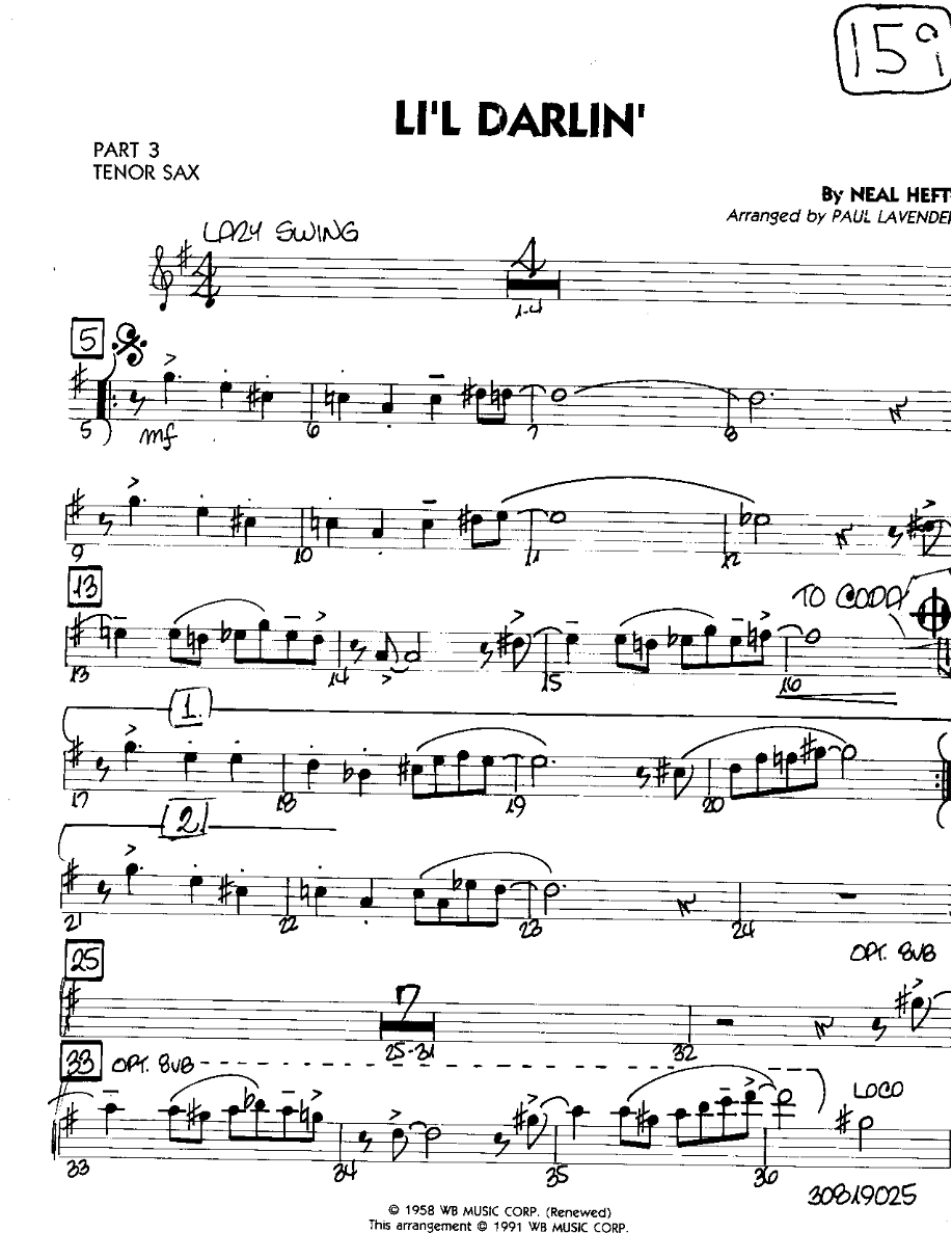 Li'l Darlin'-Tenor — sheet music cover (first page)