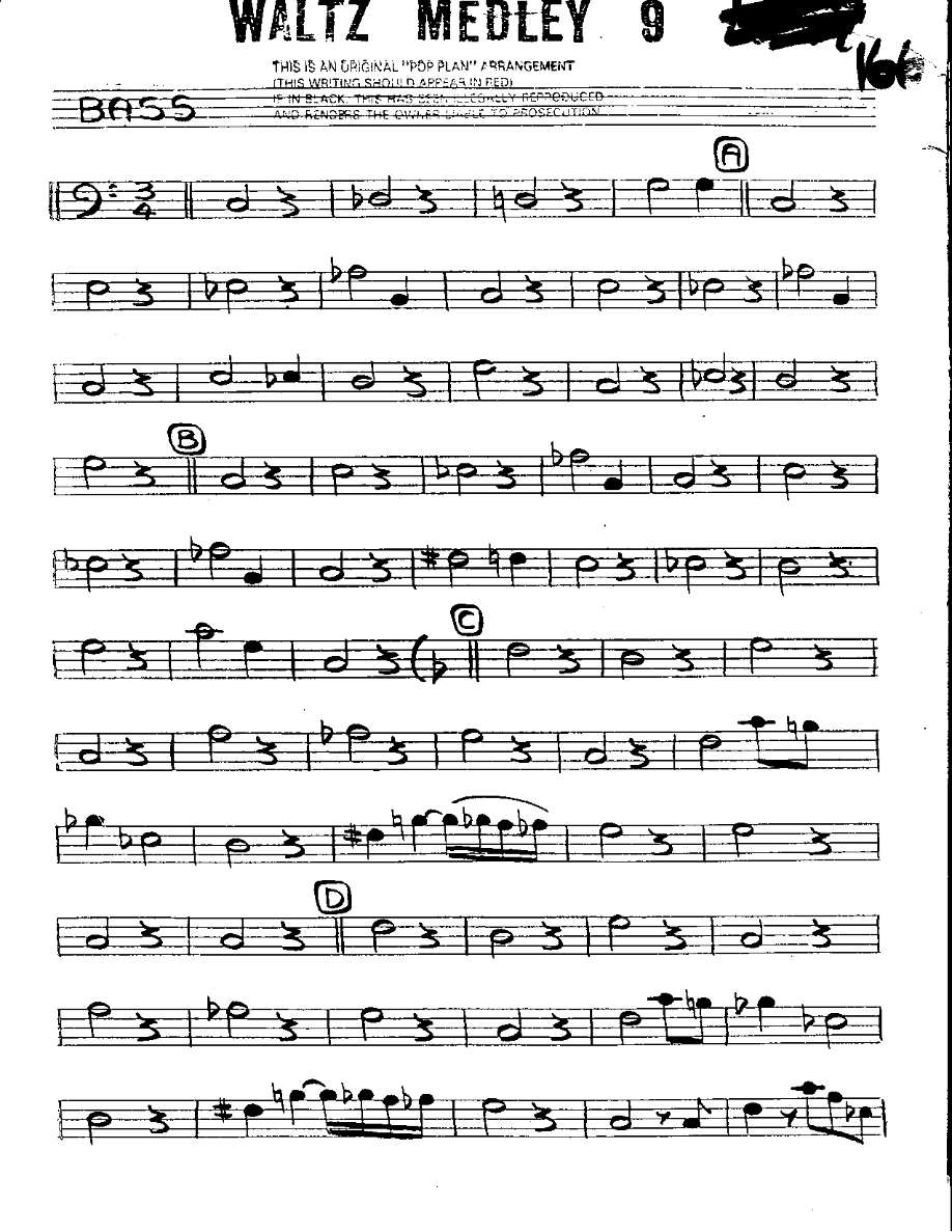 Waltz Medley #9-Bass — Pequeño Conjunto sheet music by Waltz Medley #9 | Waltz