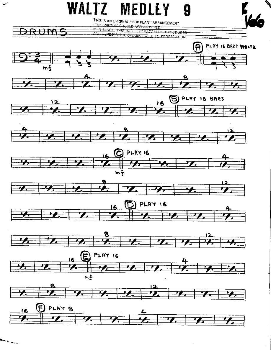 Waltz Medley #9-Drums — sheet music cover (first page)