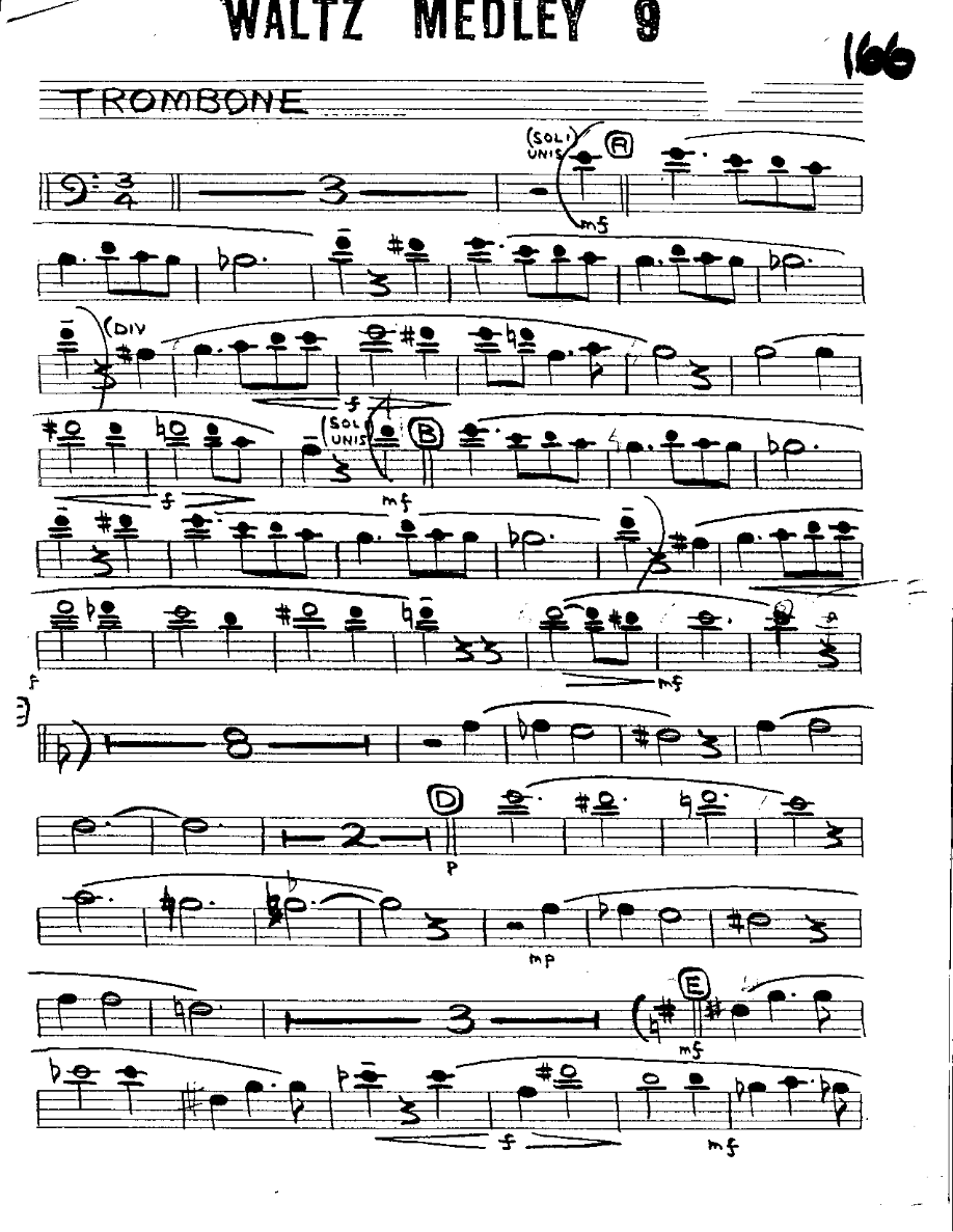 Waltz Medley #9-Trombone — Small Ensemble sheet music arranged by Waltz Medley #9 | Waltz