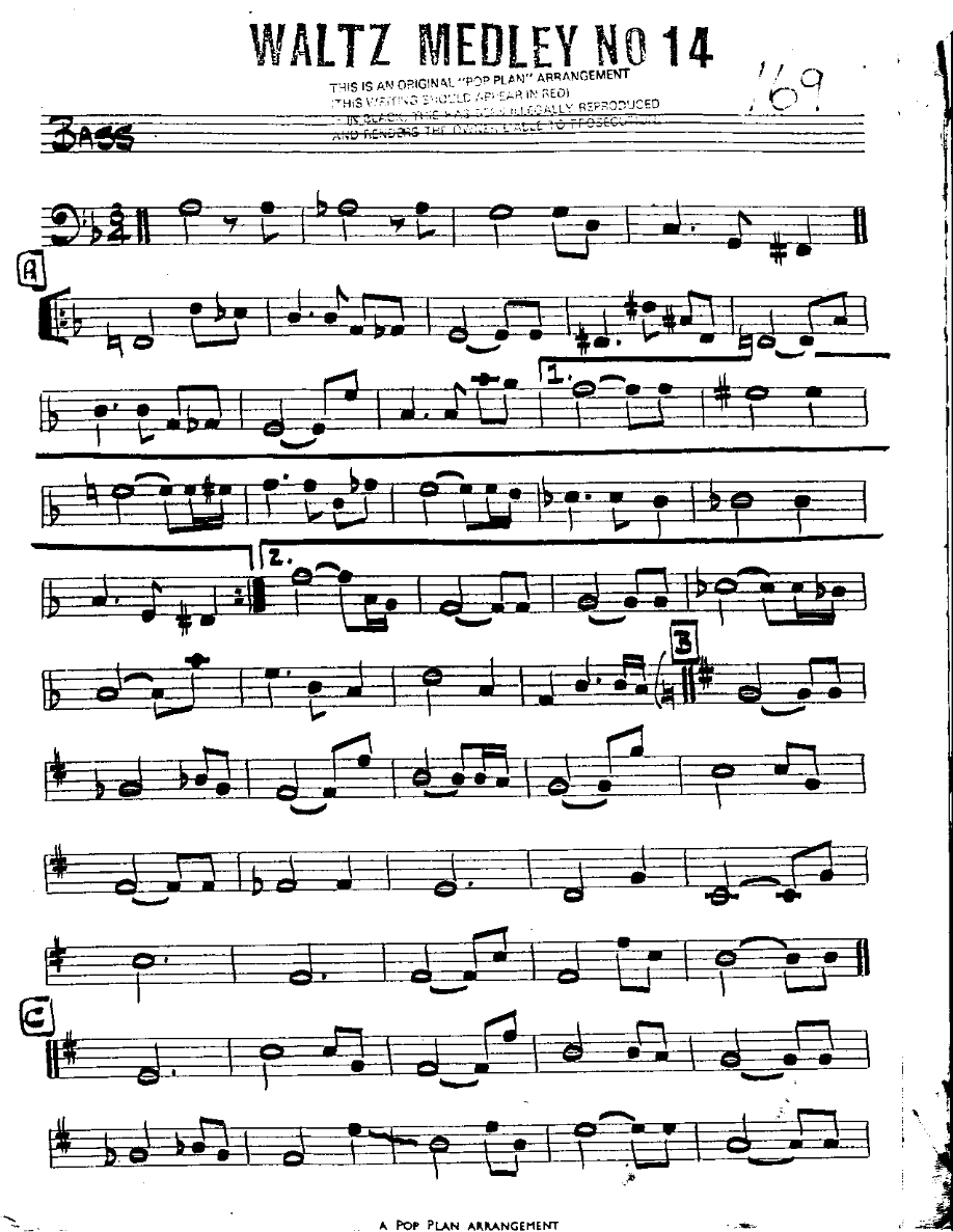 Waltz Medley #14-Bass — sheet music cover (first page)