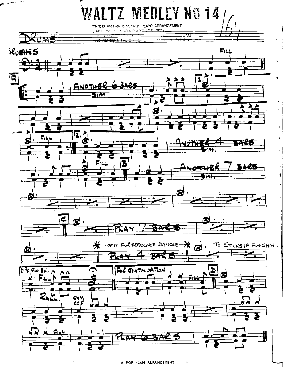 Waltz Medley #14-Drums — Small Ensemble sheet music arranged by Waltz Medley #14 | Waltz