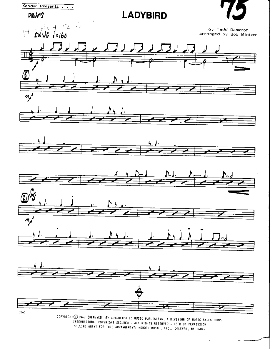 Ladybird-Drums — sheet music cover (first page)
