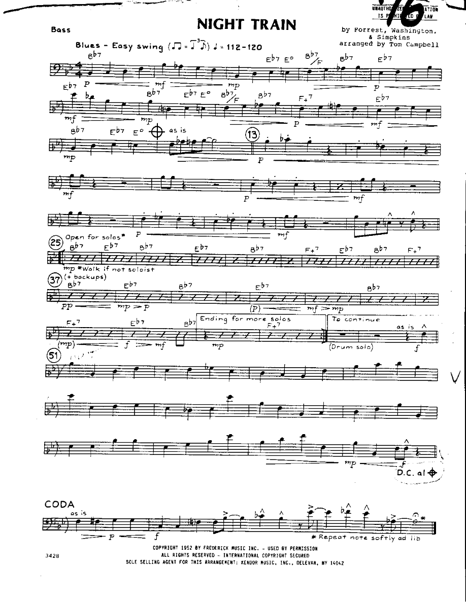 Night Train-Bass — sheet music preview