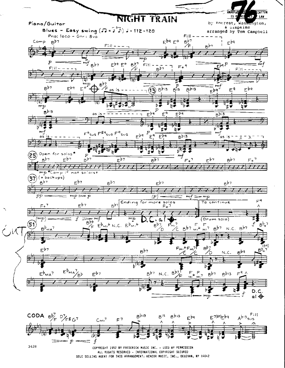 Night Train-Piano — sheet music cover (first page)