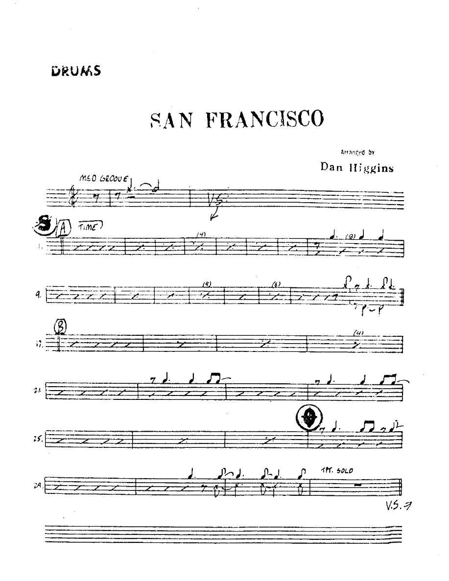 I left my Heart in SF-Drums — sheet music cover (first page)