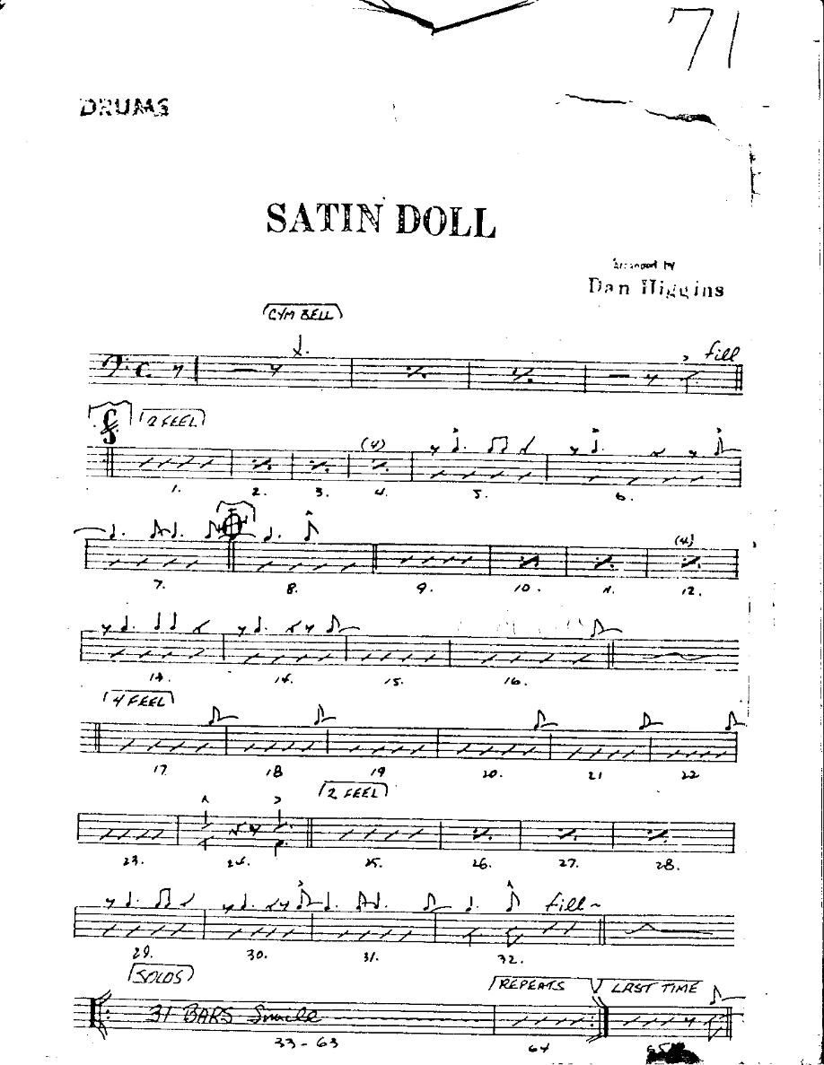 Satin Doll-Drums — sheet music cover (first page)