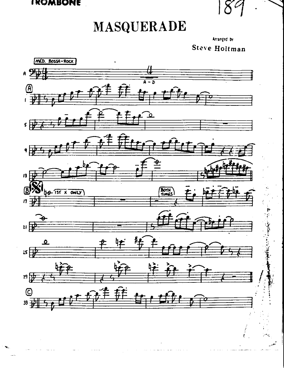 This Masquerade-Trombone — sheet music cover (first page)