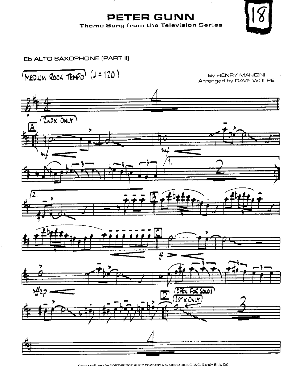 Peter Gunn-Alto — sheet music cover (first page)