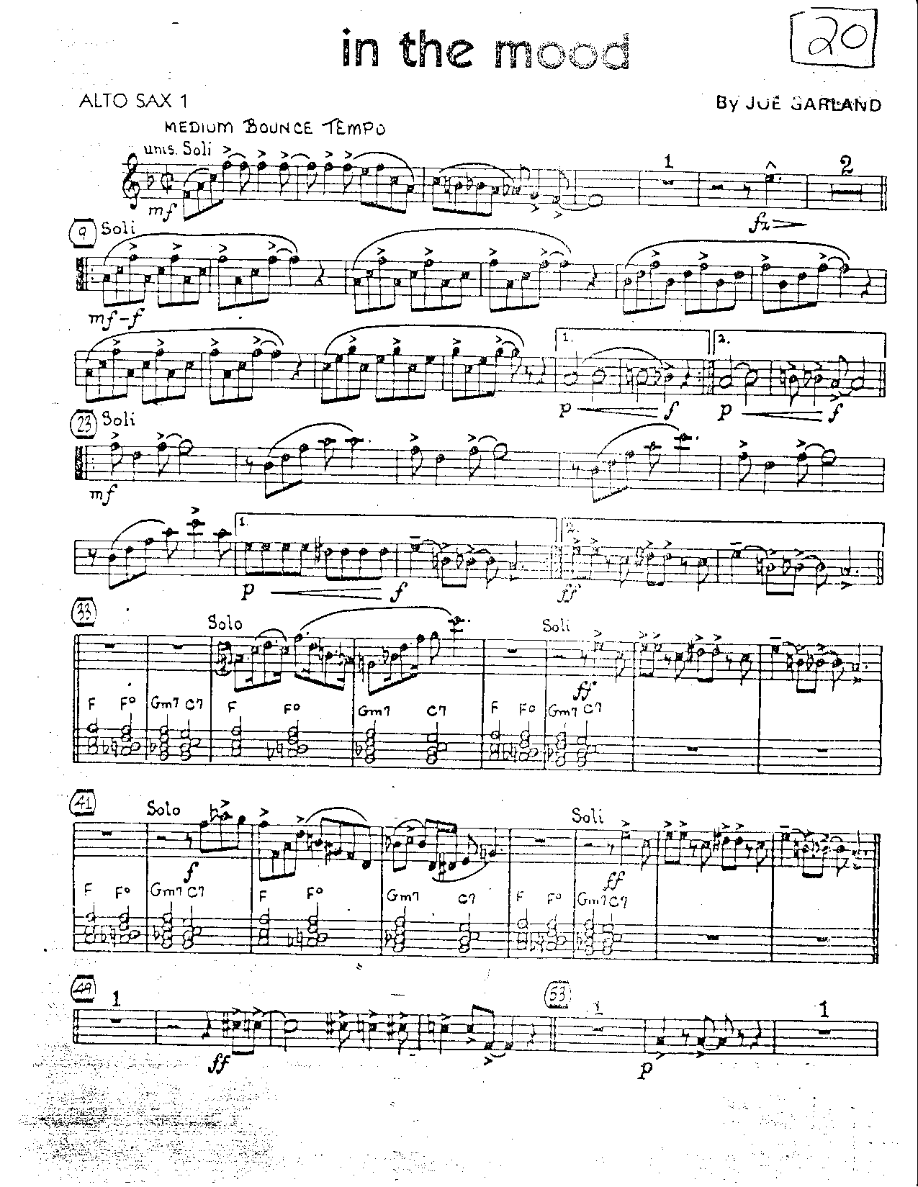 In the Mood-Alto — sheet music cover (first page)
