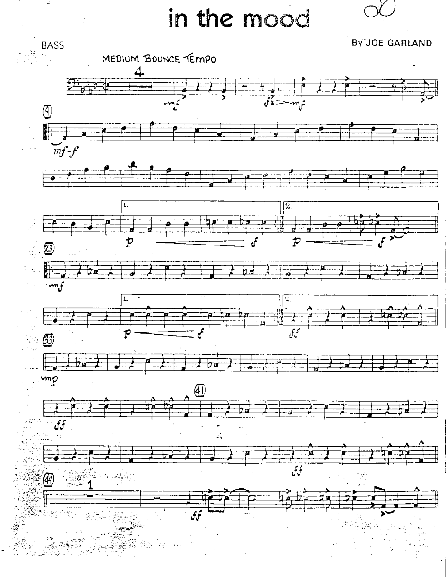 In the Mood-Bass — sheet music cover (first page)