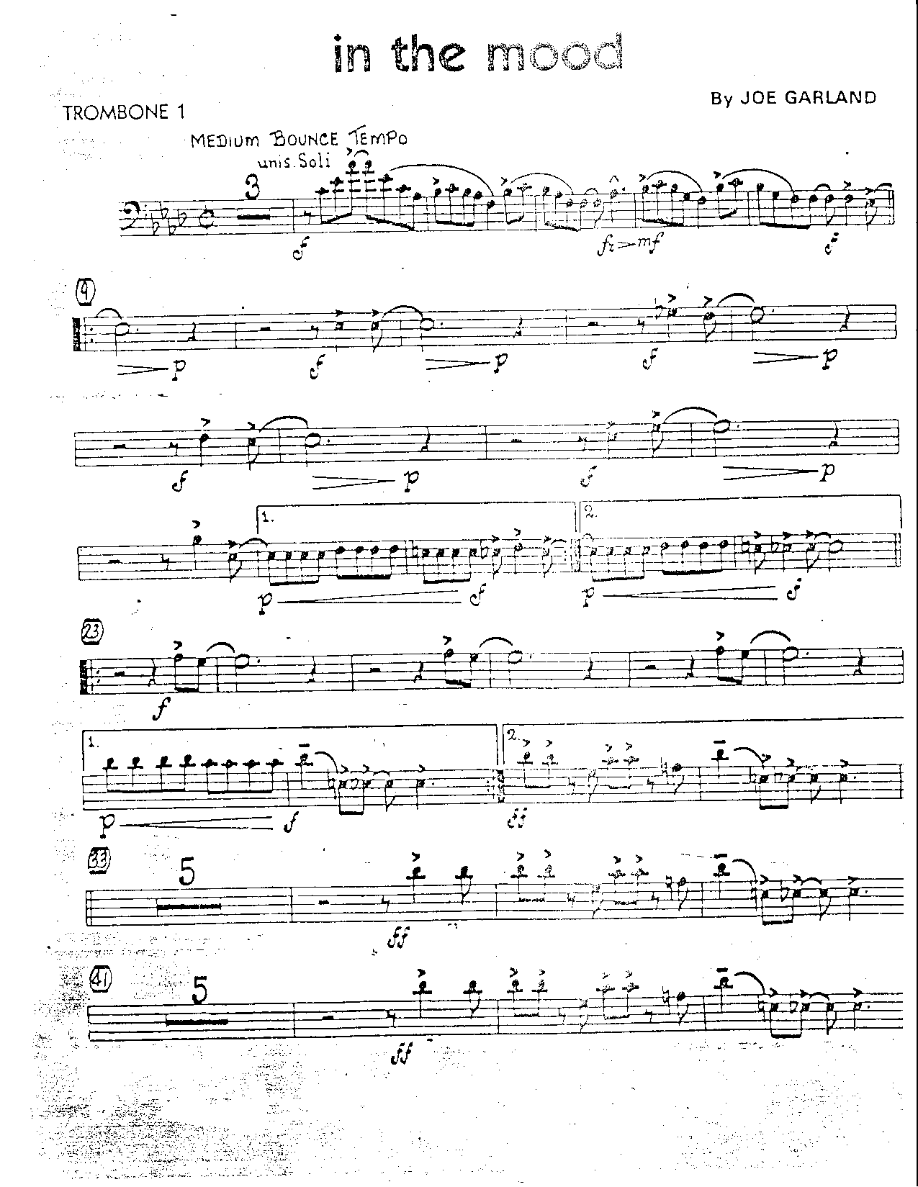 In the Mood-Trombone — Small Ensemble sheet music arranged by Mr. X | Swing