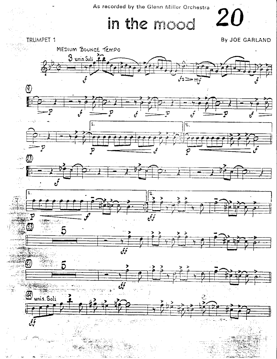 In the Mood-Trumpet — Small Ensemble sheet music arranged by Mr. X | Swing