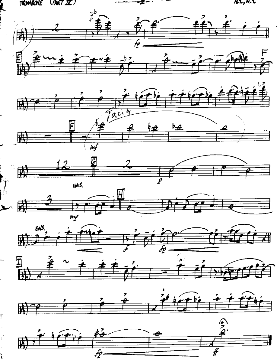 New York New York-Trombone — Small Ensemble sheet music arranged by Mr. X | Musical Theatre