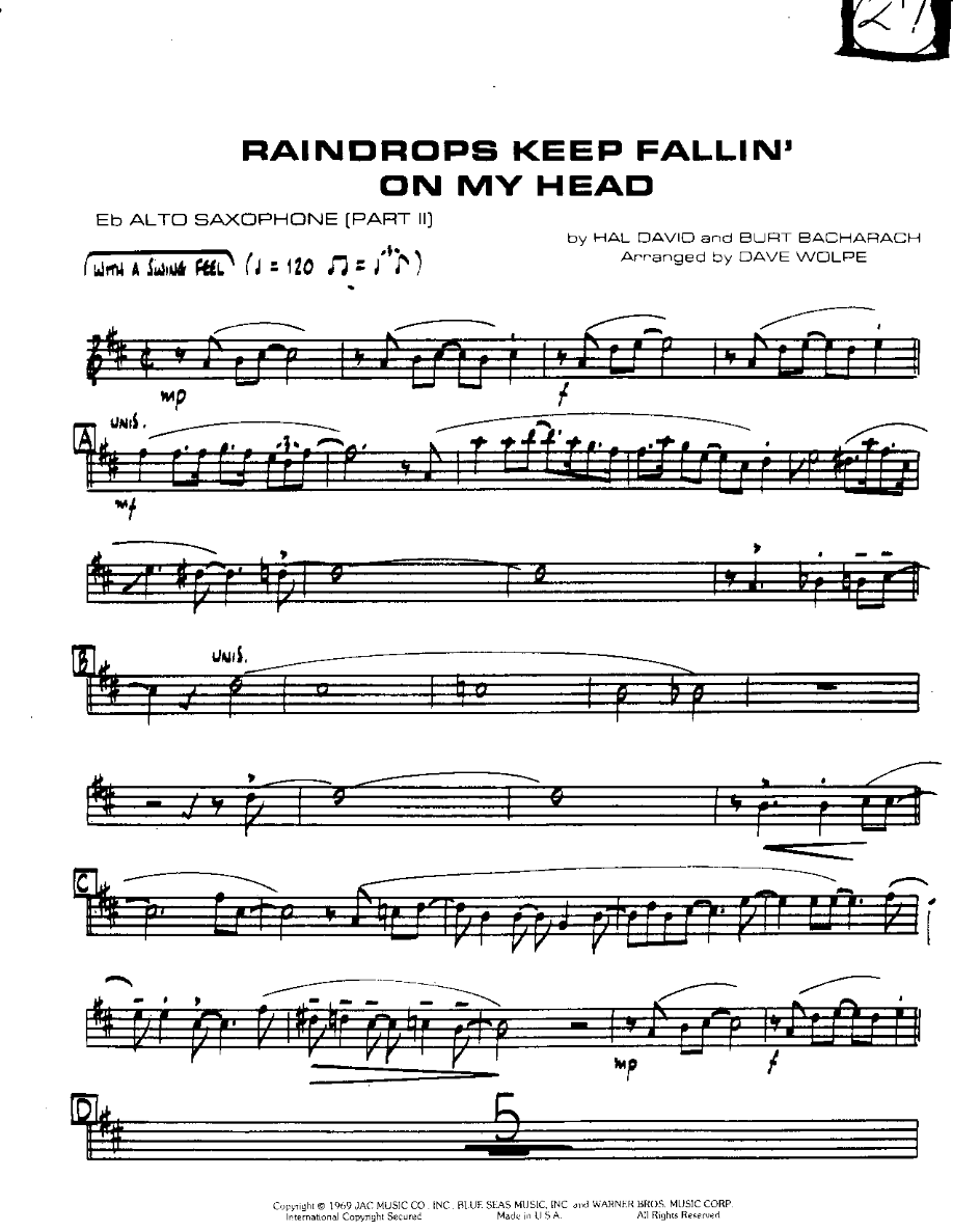 Raindrops-Alto — sheet music cover (first page)