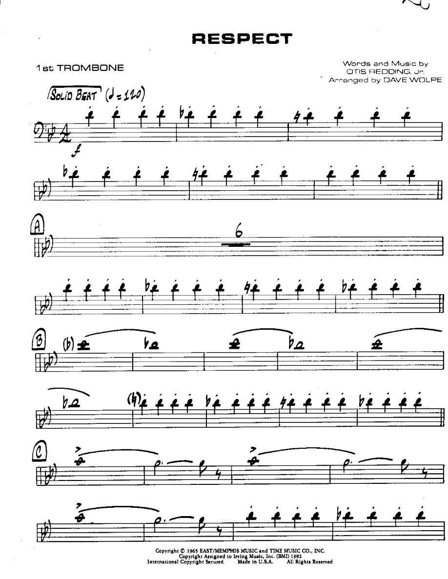 Respect-Trombone — sheet music cover (first page)