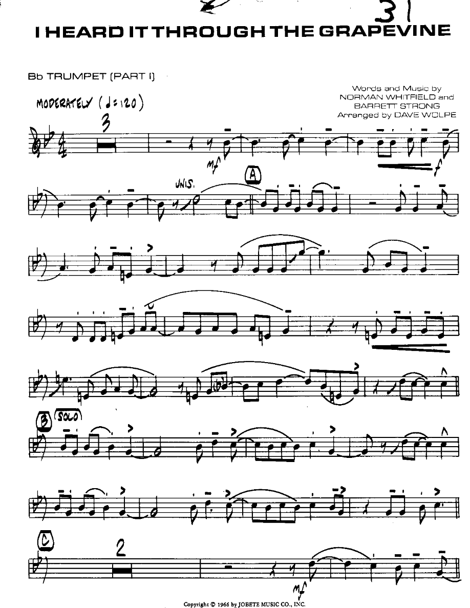 I heard it through the Grapevine-Trumpet — page 1