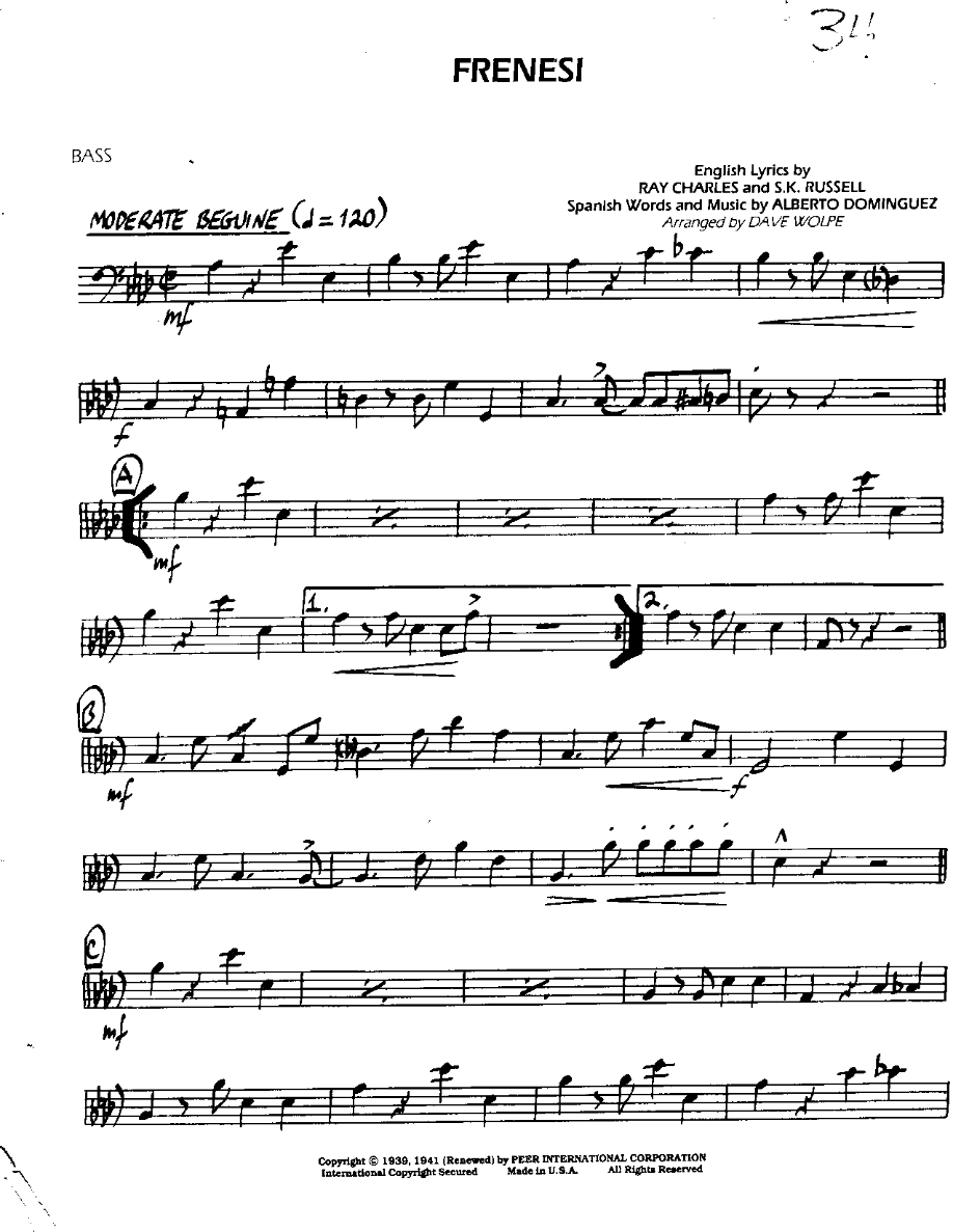 Frenesi-Bass — sheet music cover (first page)