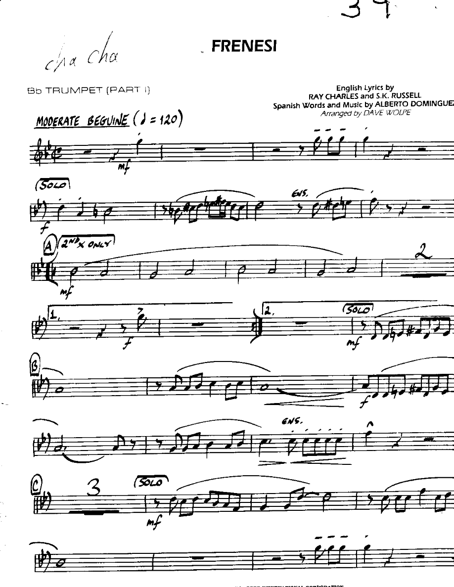 Frenesi-Trumpet — sheet music cover (first page)