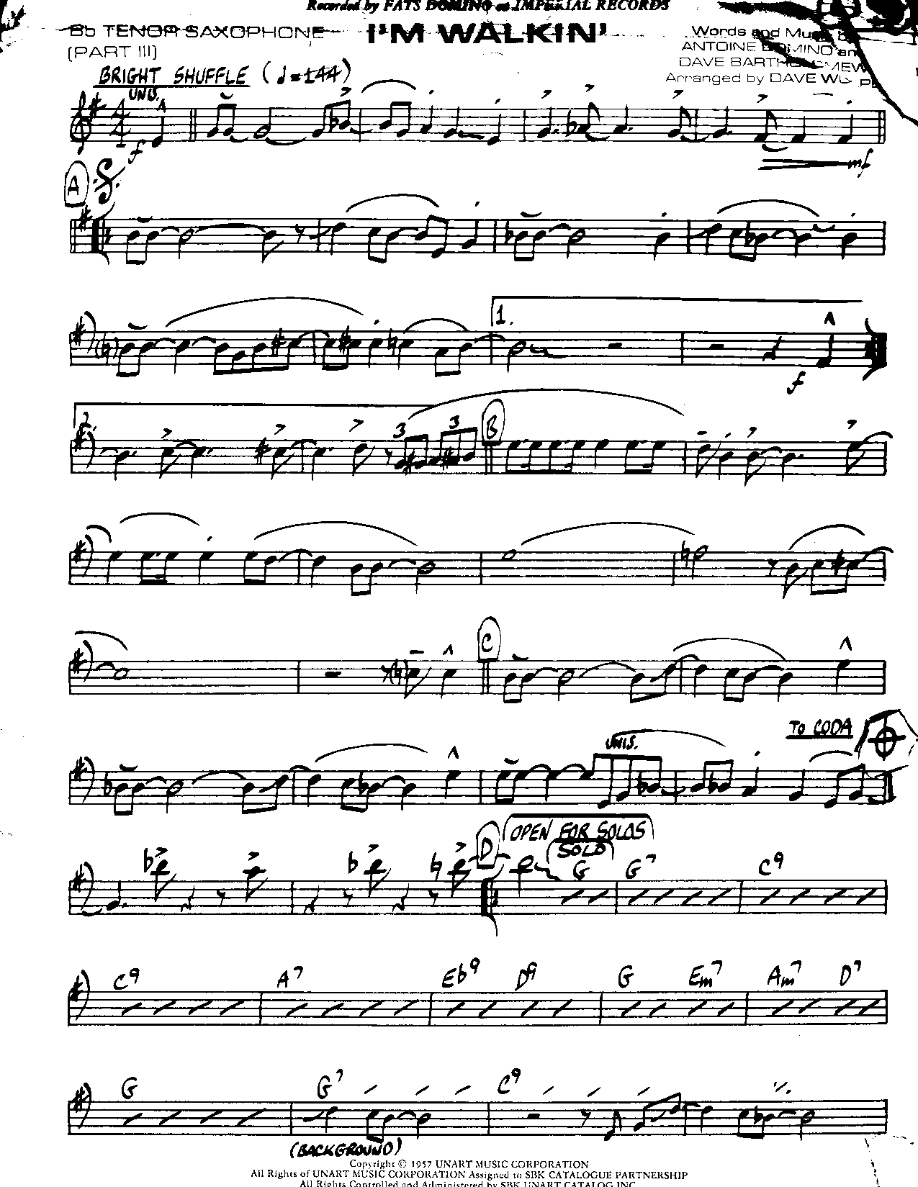 I'm Walkin'-Tenor — sheet music cover (first page)