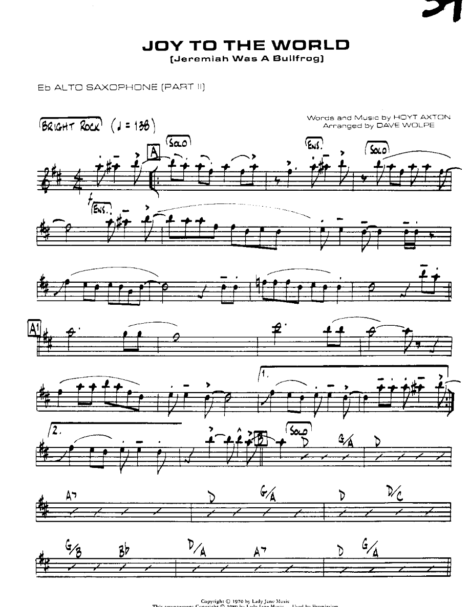 Joy to the World-Alto — sheet music cover (first page)