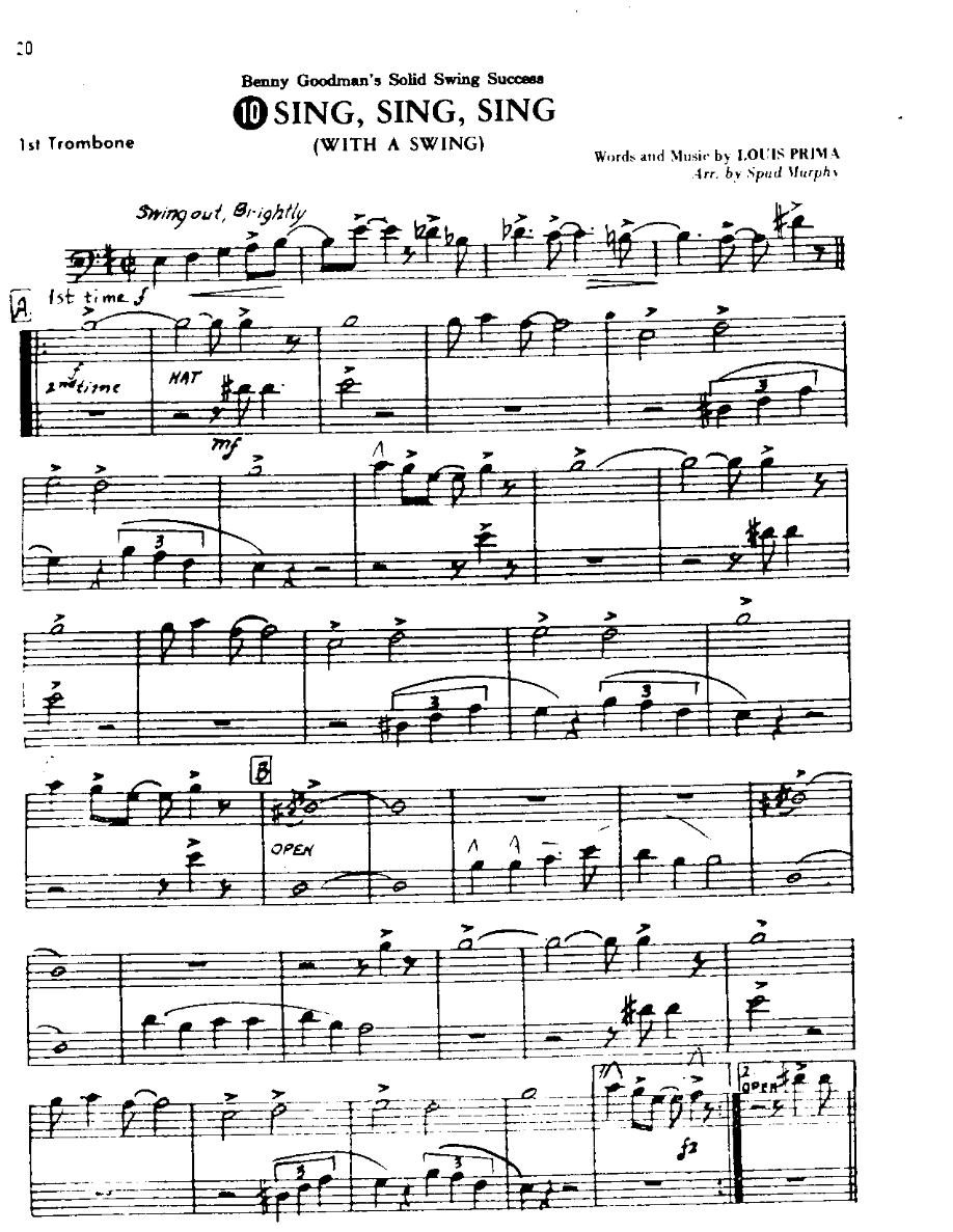 Circle 59-Sing Sing Sing-Trombone — sheet music cover (first page)