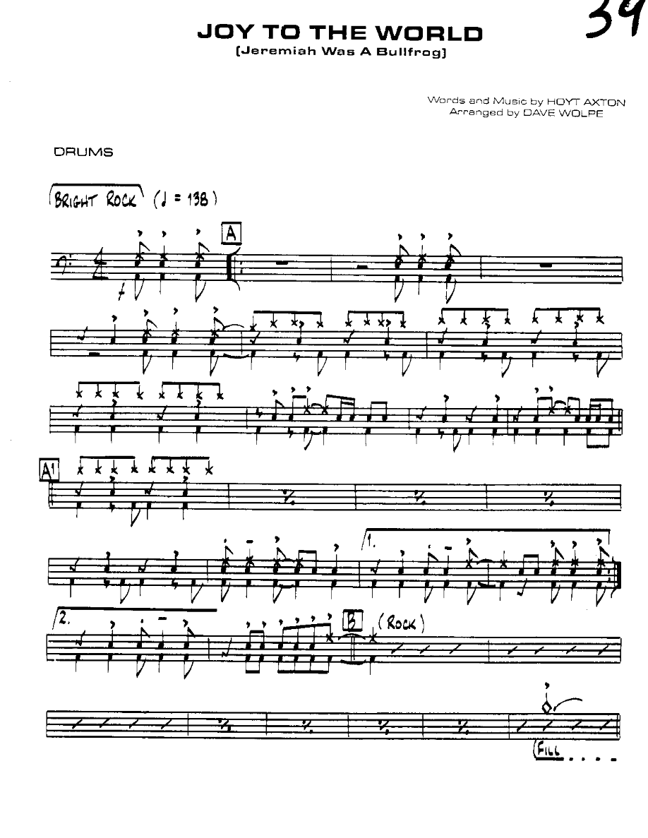 Joy to the World-Drums — sheet music cover (first page)