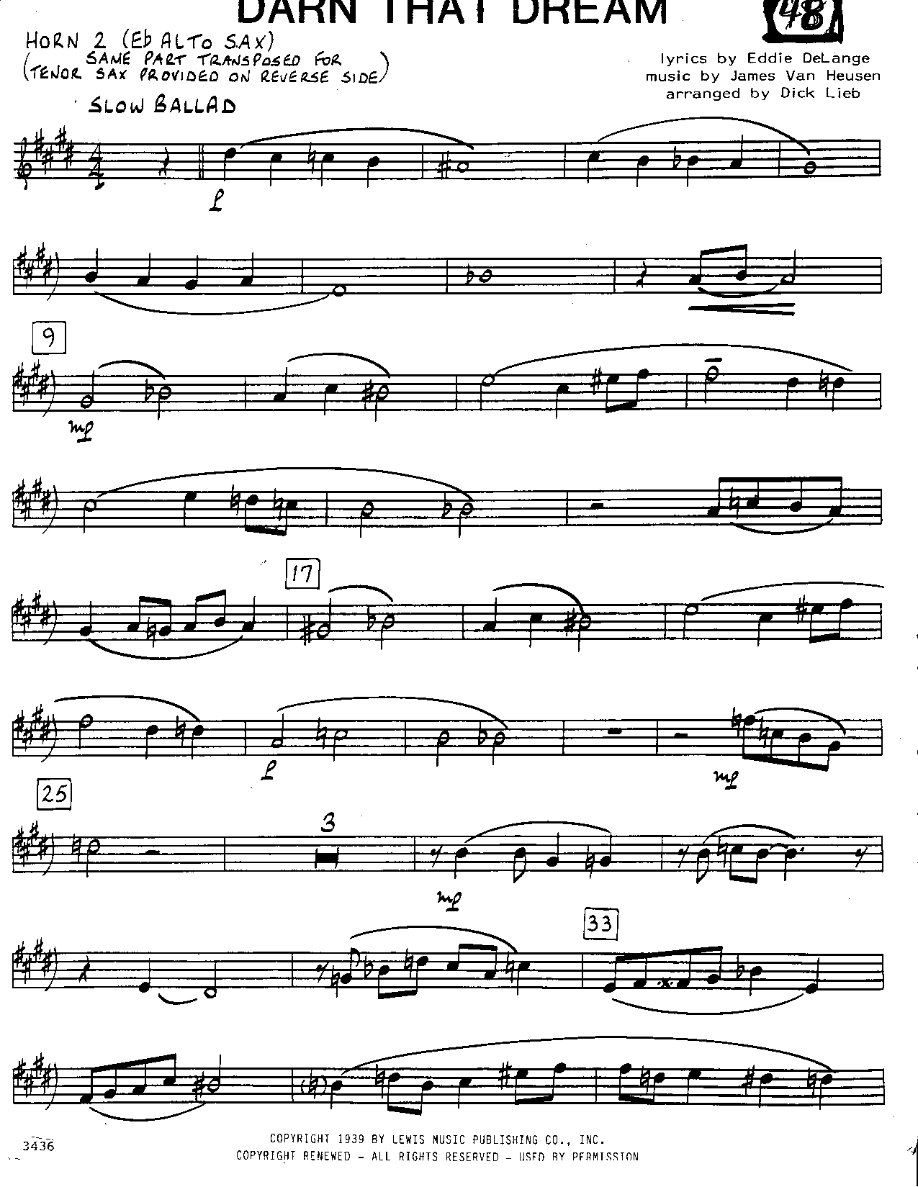 Darn that Dream-Alto — sheet music cover (first page)