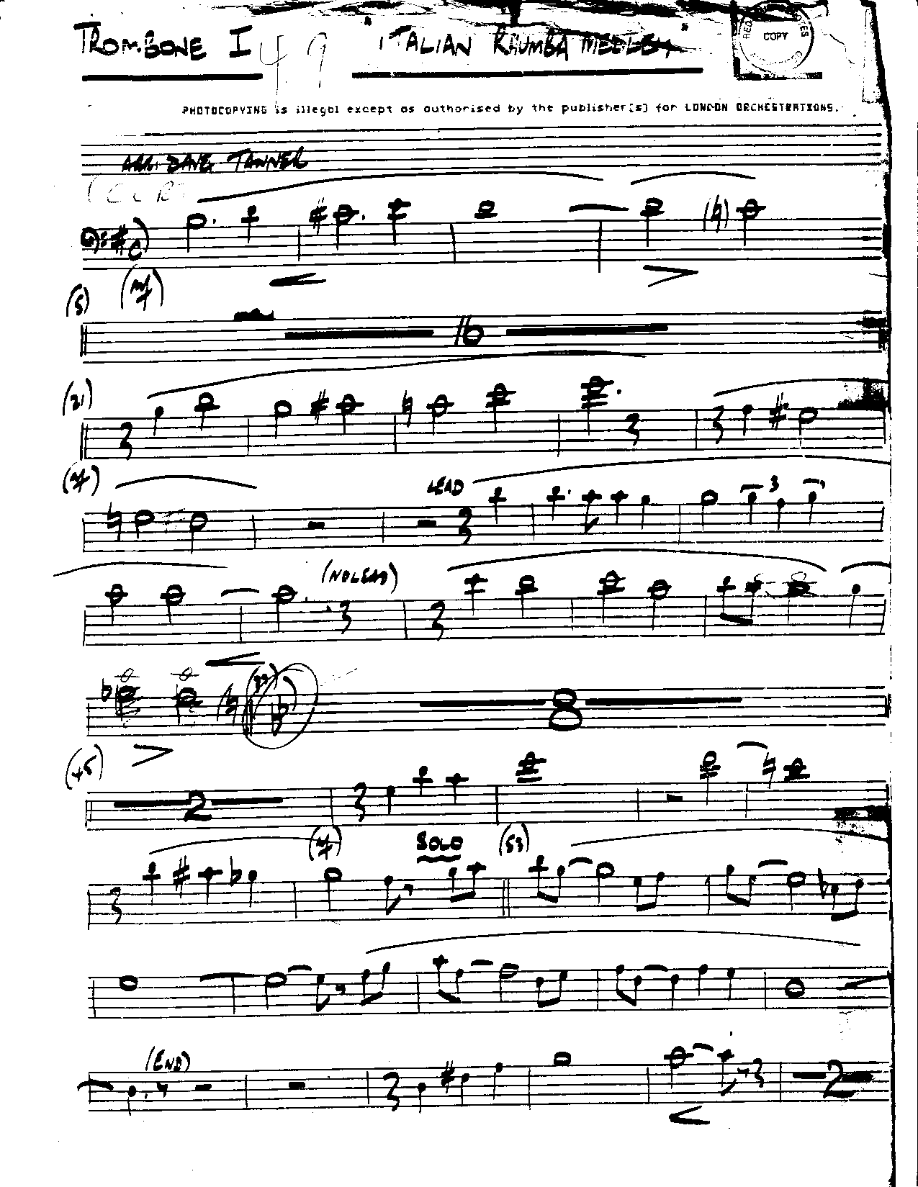 Italian Rhumba-Trombone — Small Ensemble sheet music arranged by Mr. X | Latin Jazz