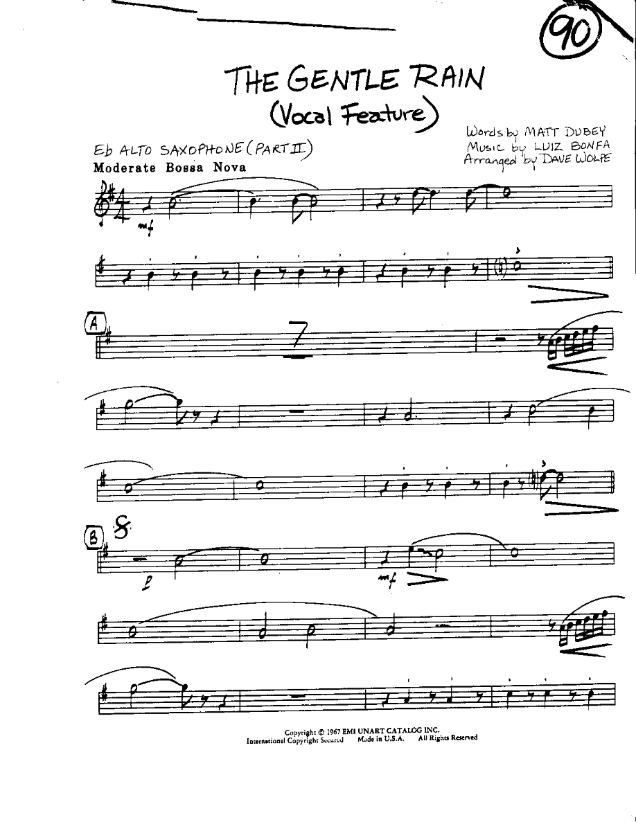 Circle 90-Gentle Rain-Alto — sheet music cover (first page)