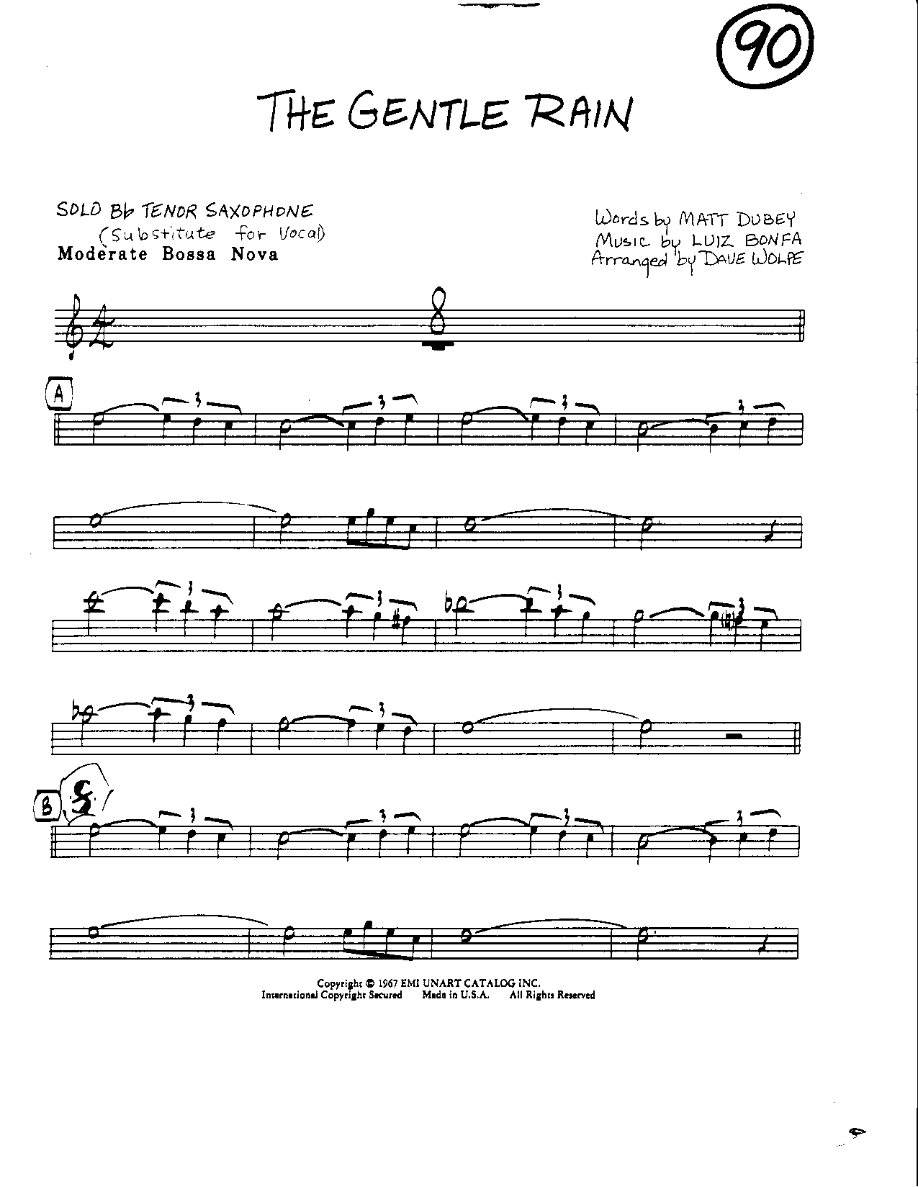 Circle 90-Gentle Rain-Tenor — sheet music cover (first page)