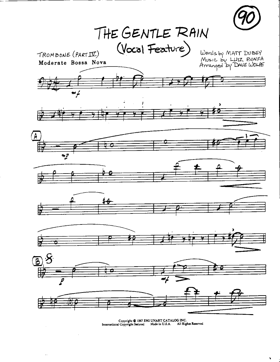 Circle 90-Gentle Rain-Trombone — sheet music cover (first page)