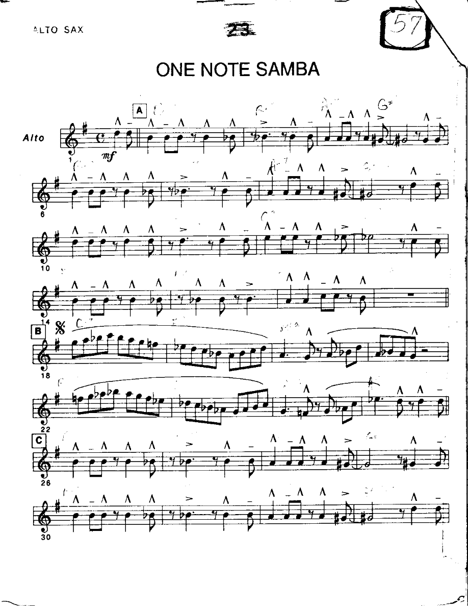 One Note Samba-Alto — sheet music cover (first page)