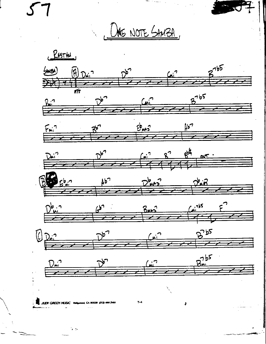 One Note Samba-Bass — sheet music cover (first page)