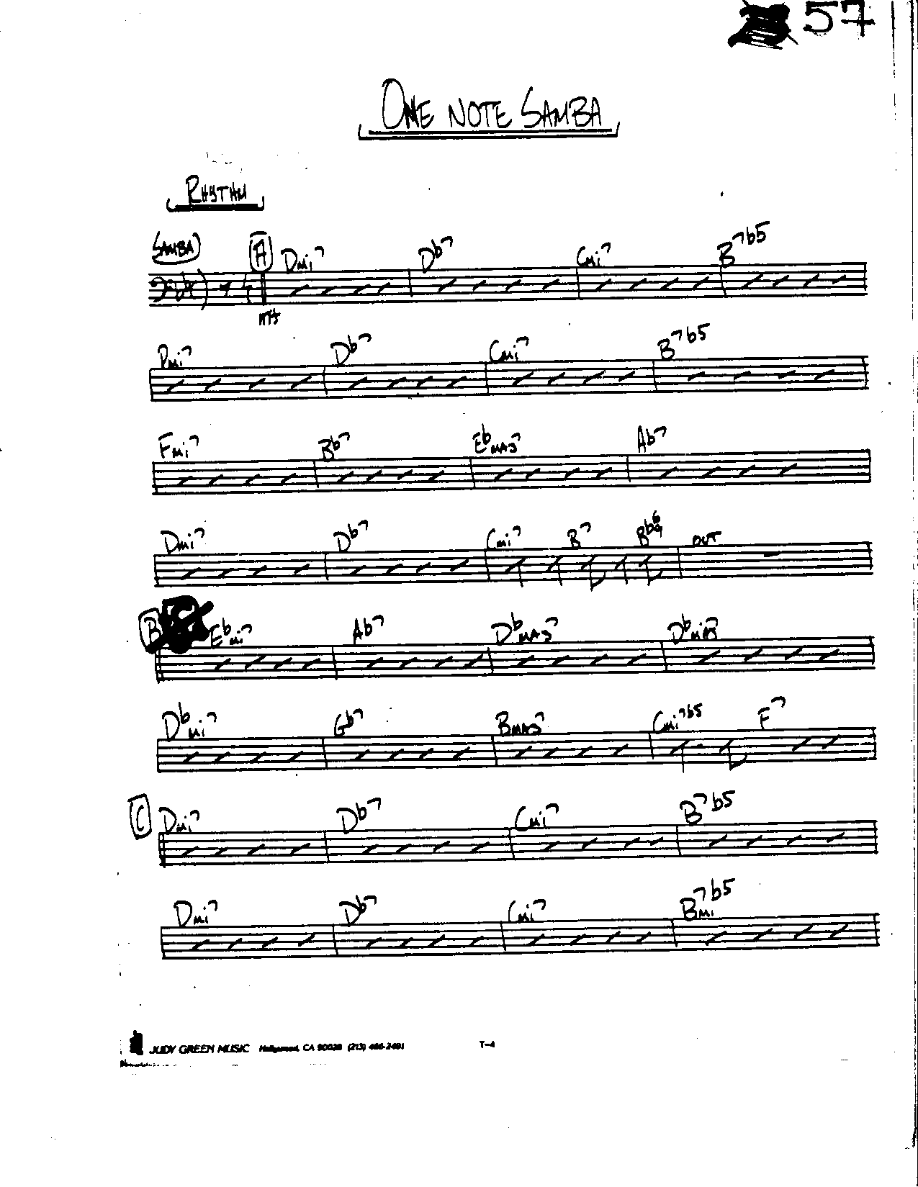 One Note Samba-Piano — sheet music cover (first page)