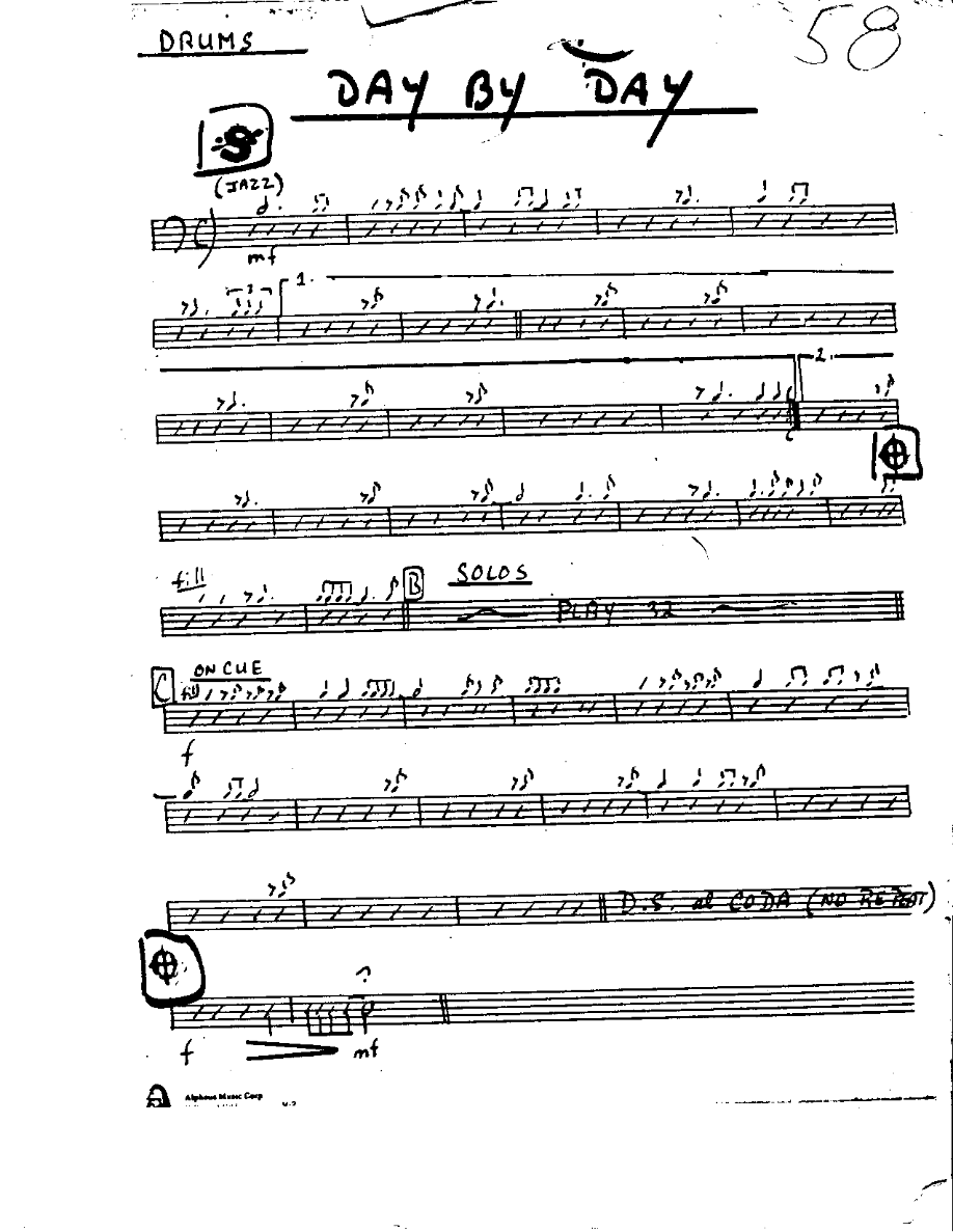 Day by Day-Drums — sheet music cover (first page)