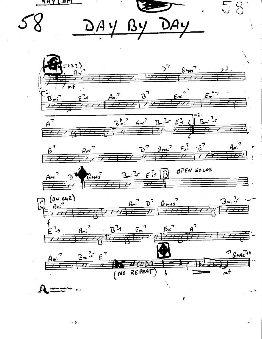 Day by Day-Piano — Small Ensemble sheet music arranged by Mr. X | Jazz Standard