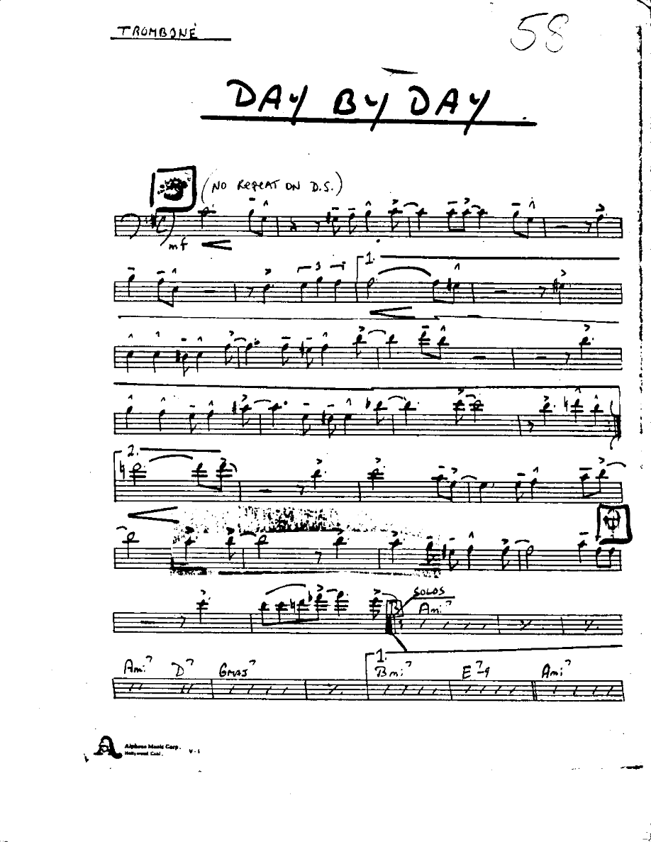 Day by Day-Trombone — sheet music cover (first page)
