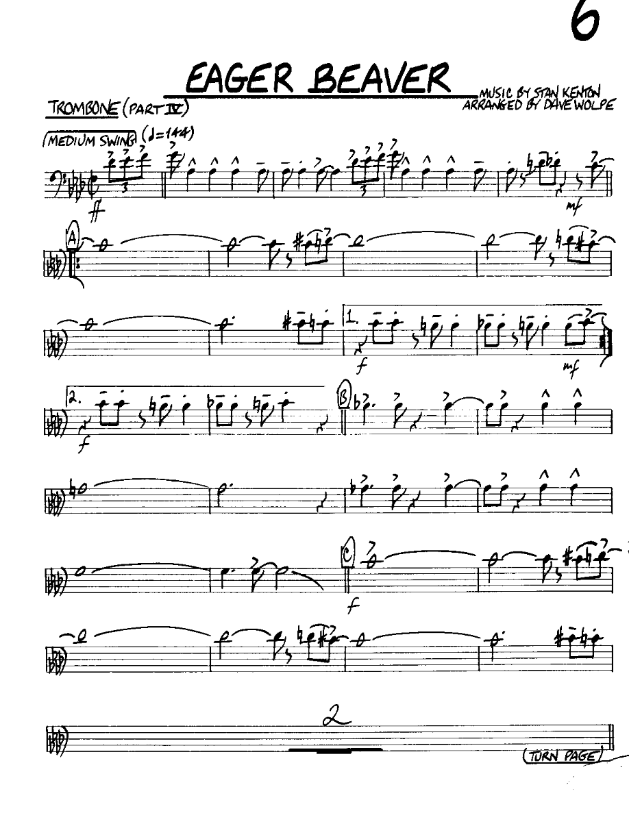 Eager Beaver-Trombone — sheet music cover (first page)