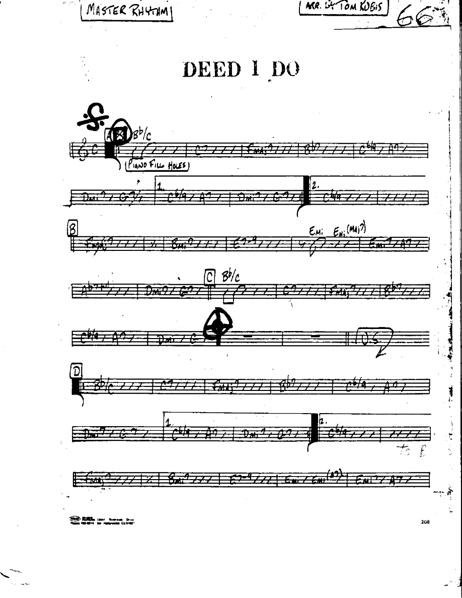 Deed I Do-Bass — sheet music cover (first page)